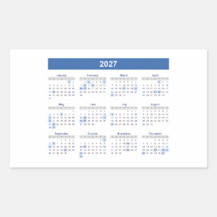 Sticker Rectangulaire Calendrier mensuel rectangulaire 2027    