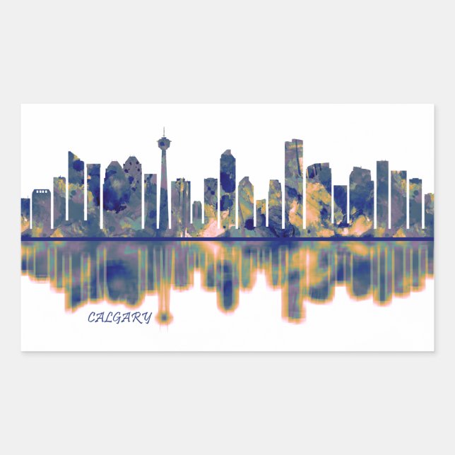 Sticker Rectangulaire Calgary Skyline (Devant)