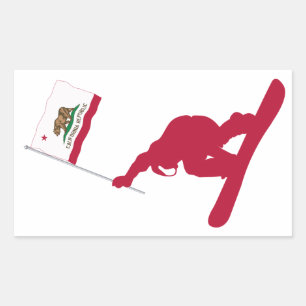 Sticker Rectangulaire California Flag Snowboard