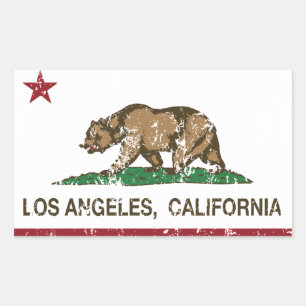 Sticker Rectangulaire californie drapeau los angeles produits en détress