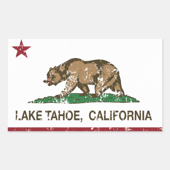 Sticker Rectangulaire Californie République Drapeau Lac Tahoe (Devant)