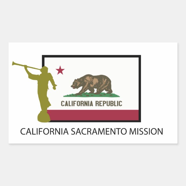 STICKER RECTANGULAIRE CALIFORNIE SACRAMENTO MISSION LDS CTR (Devant)