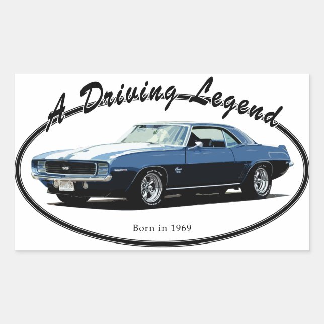STICKER RECTANGULAIRE CAMARO YENKO BLUE 1969 (Devant)