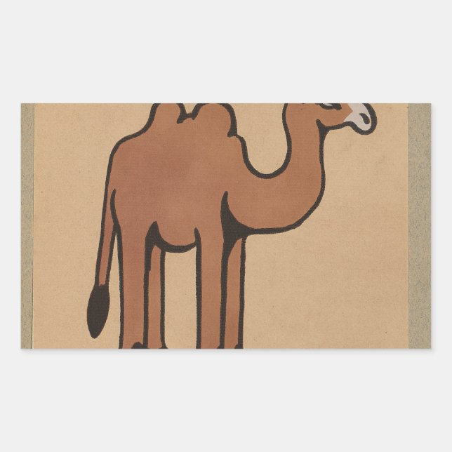 Sticker Rectangulaire Camel - Colorful Antiquarian Book Illustration (Devant)