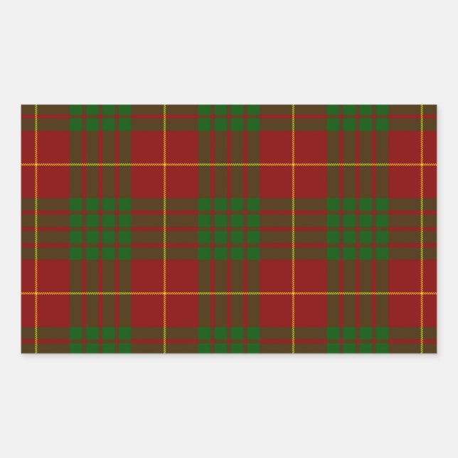 Sticker Rectangulaire Cameron tartan rouge vert plaid (Devant)