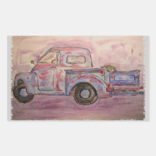 Sticker Rectangulaire camion de patine bleue antique