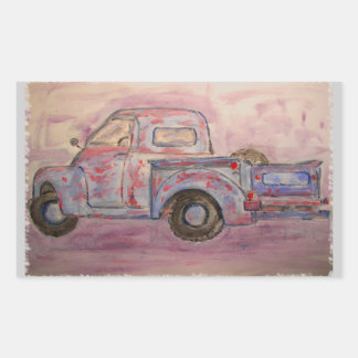 Sticker Rectangulaire camion de patine bleue antique