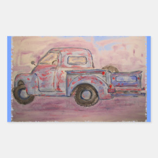 Sticker Rectangulaire camion de patine bleue antique