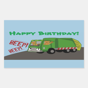 Sticker Rectangulaire Camion d'ordures d'anniversaire