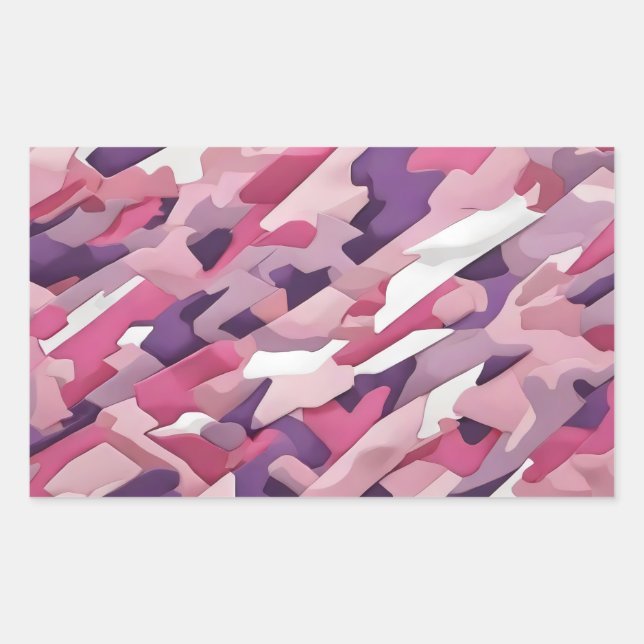 Sticker Rectangulaire camoflage blanc rose violet (Devant)