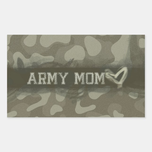 Sticker Rectangulaire Camouflage Armée Maman Coeur d'amour (Devant)