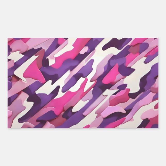 Sticker Rectangulaire camouflage blanc rose violet (Devant)
