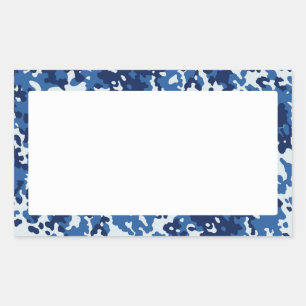 Sticker Rectangulaire Camouflage bleu ciel numérique - avec blanc