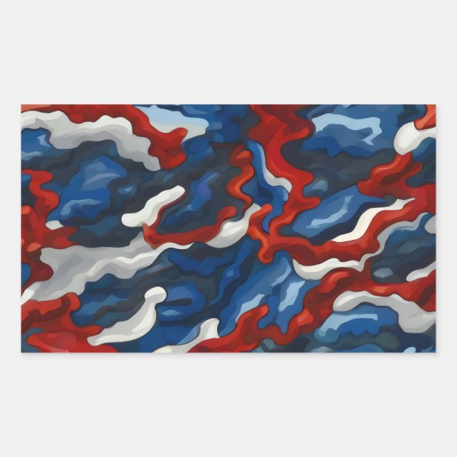 Sticker Rectangulaire camouflage bleu rouge (Devant)