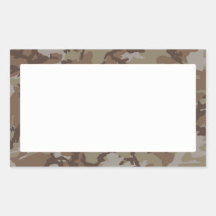 Sticker Rectangulaire Camouflage du désert des bois (avec blanc)