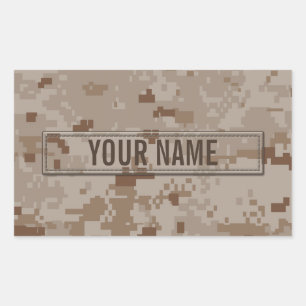 Sticker Rectangulaire Camouflage numérique désert personnalisable