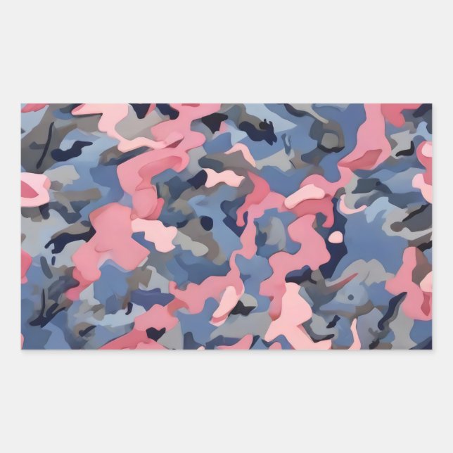 Sticker Rectangulaire camouflage rose bleu gris (Devant)