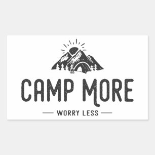 Sticker Rectangulaire Camp Plus S'Inquiéter Moins