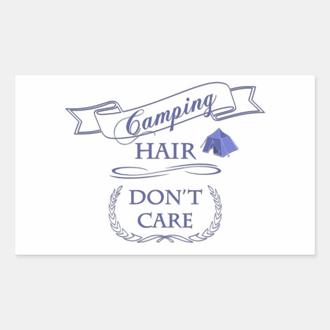 Sticker Rectangulaire Camping Cheveux s'en fiche (Devant)