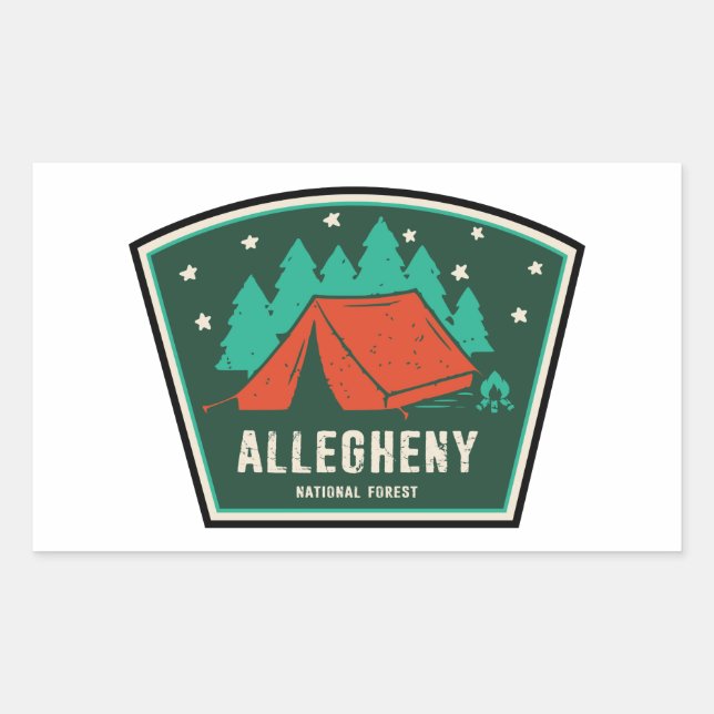 Sticker Rectangulaire Camping forestier national Allegheny (Devant)