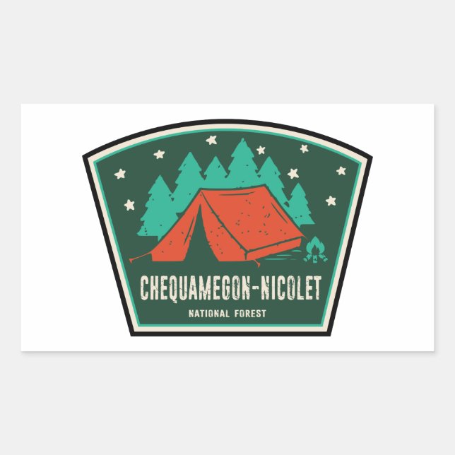 Sticker Rectangulaire Camping forestier national Chequamegon-Nicolet (Devant)