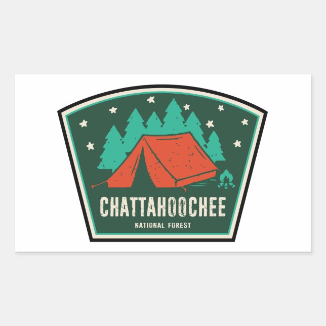 Sticker Rectangulaire Camping forestier national de Chattahoochee (Devant)