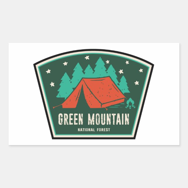 Sticker Rectangulaire Camping forestier national de Green Mountain (Devant)