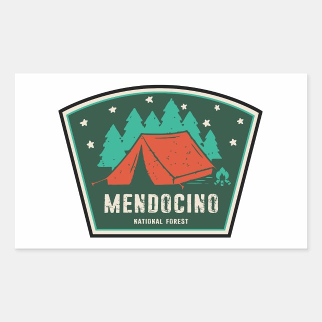 Sticker Rectangulaire Camping forestier national de Mendocino (Devant)