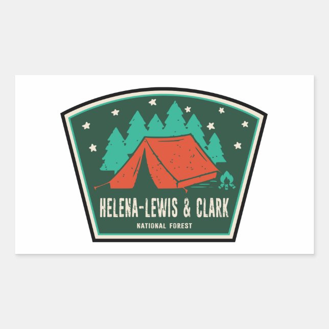 Sticker Rectangulaire Camping forestier national Helena-Lewis et Clark (Devant)