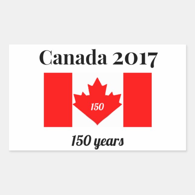 Sticker Rectangulaire Canada 150 en 2017 (Devant)