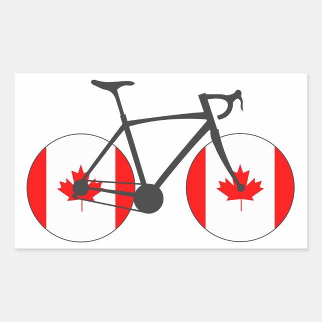 Sticker Rectangulaire Canada Drapeau à vélo (Devant)
