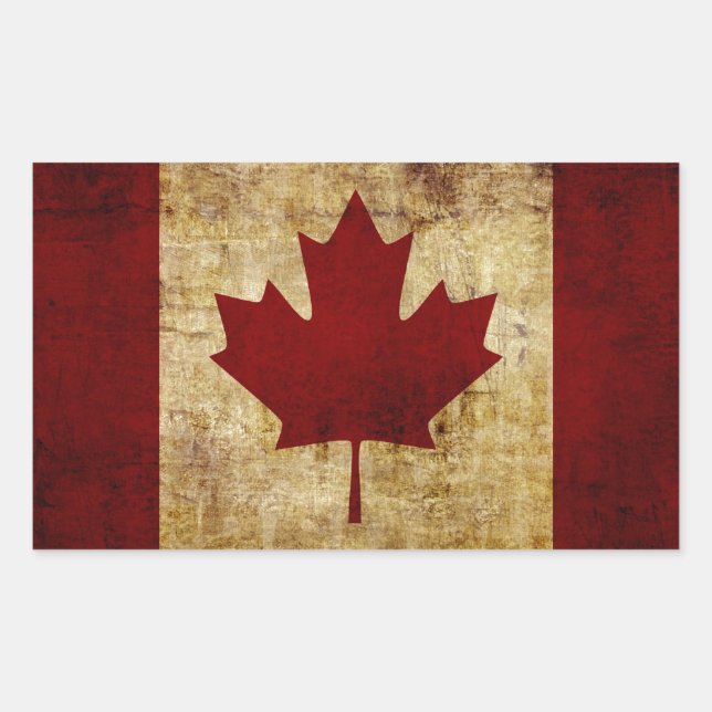 Sticker Rectangulaire Canada / drapeau grunge (Devant)