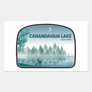 Sticker Rectangulaire Canandaigua Lake New York Deer