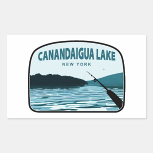 Sticker Rectangulaire Canandaigua Lake New York Fishing Rod