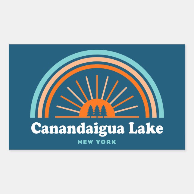 Sticker Rectangulaire Canandaigua Lake New York Rainbow (Devant)