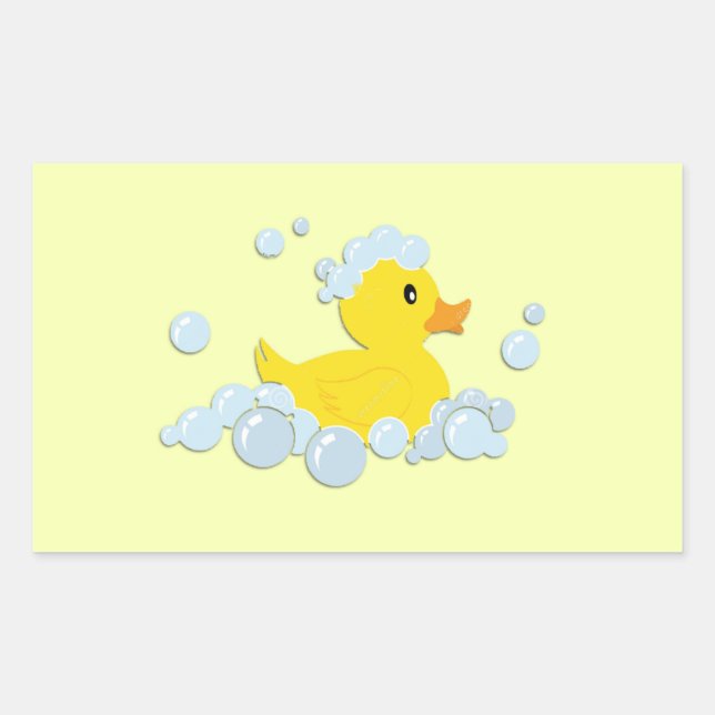 Sticker Rectangulaire Canard en caoutchouc dans des bulles (Devant)