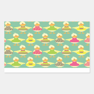 Sticker Rectangulaire canards d'été mignons