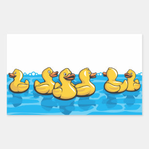Sticker Rectangulaire Canards en caoutchouc dans le bain