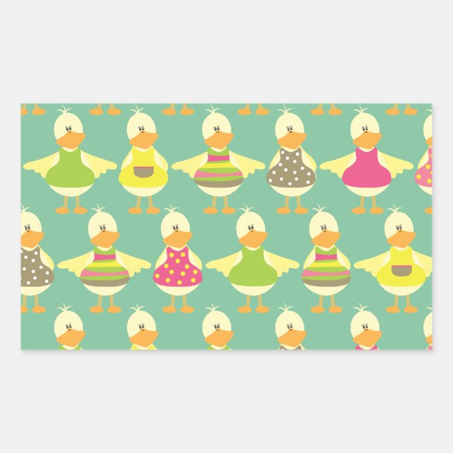 Sticker Rectangulaire canards mignons d'été (Devant)