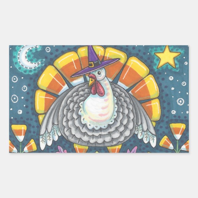 STICKER RECTANGULAIRE CANDY CORN TURKEY, FEUILLE DE BILLETS (Devant)