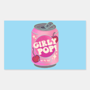 Sticker Rectangulaire Canette de soda cerise Girly Pop   Rose rétro Y2K