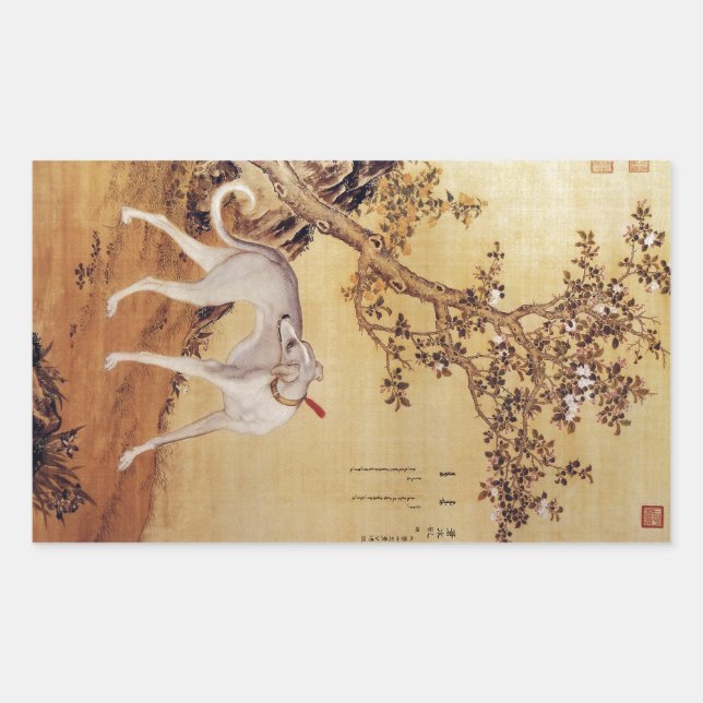 Sticker Rectangulaire Cangshuiqiu 苍 水 虬 ~ Greyhound ~Giuseppe Castiglion (Devant)
