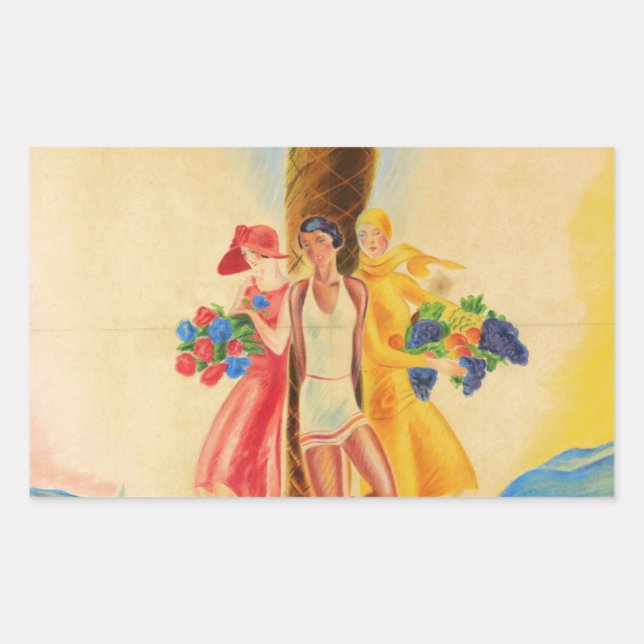 Sticker Rectangulaire Cannes vintage (Devant)