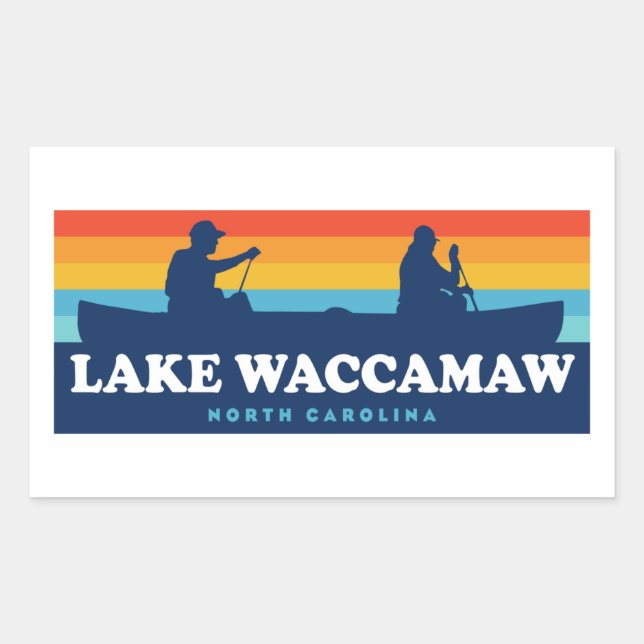 Sticker Rectangulaire Canoë du lac Waccamaw Caroline du Nord (Devant)