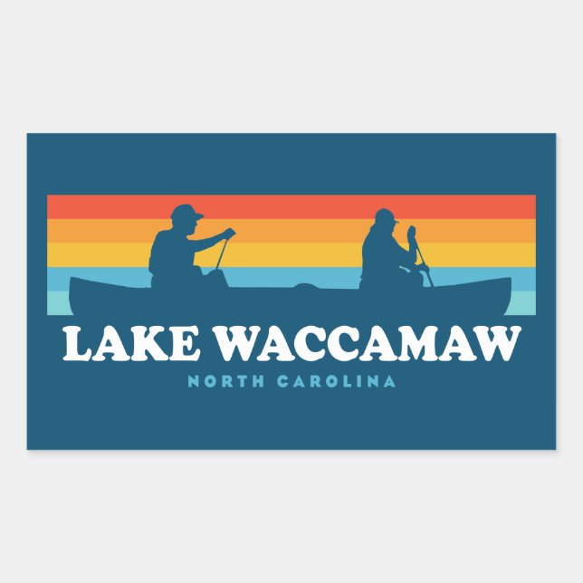 Sticker Rectangulaire Canoë du lac Waccamaw Caroline du Nord (Devant)