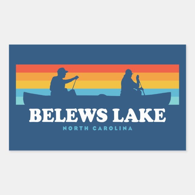 Sticker Rectangulaire Canot Belews Lake Caroline du Nord (Devant)