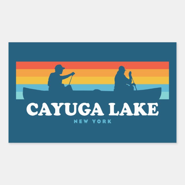 Sticker Rectangulaire Canot Cayuga Lake New York (Devant)