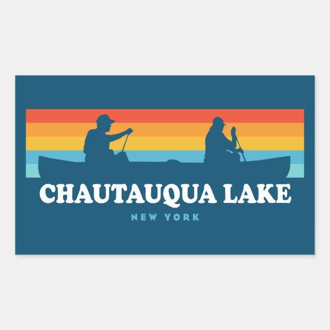 Sticker Rectangulaire Canot Chautauqua Lake New York (Devant)