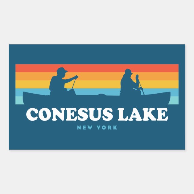 Sticker Rectangulaire Canot Conesus Lake New York (Devant)
