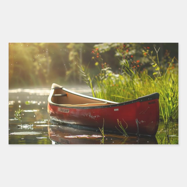 Sticker Rectangulaire Canot dans une rivière (Devant)